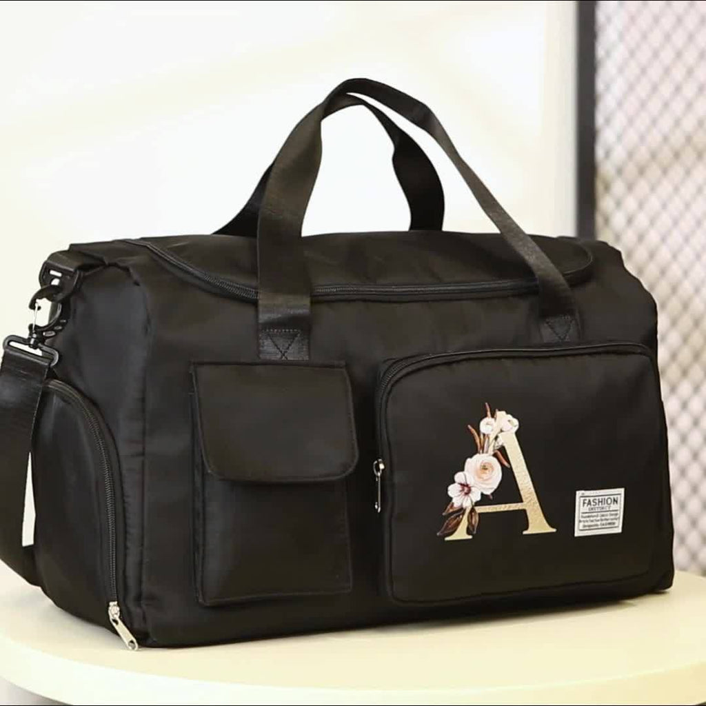 Bolsa de viaje, maleta, bolsa de viaje floral con letras, gran capacidad con múltiples compartimentos y sección para zapatos, regalo de San Valentín para mamá, maestra, mejor amiga, enfermera, correa de hombro ajustable, para ropa, cosméticos, portátil, i