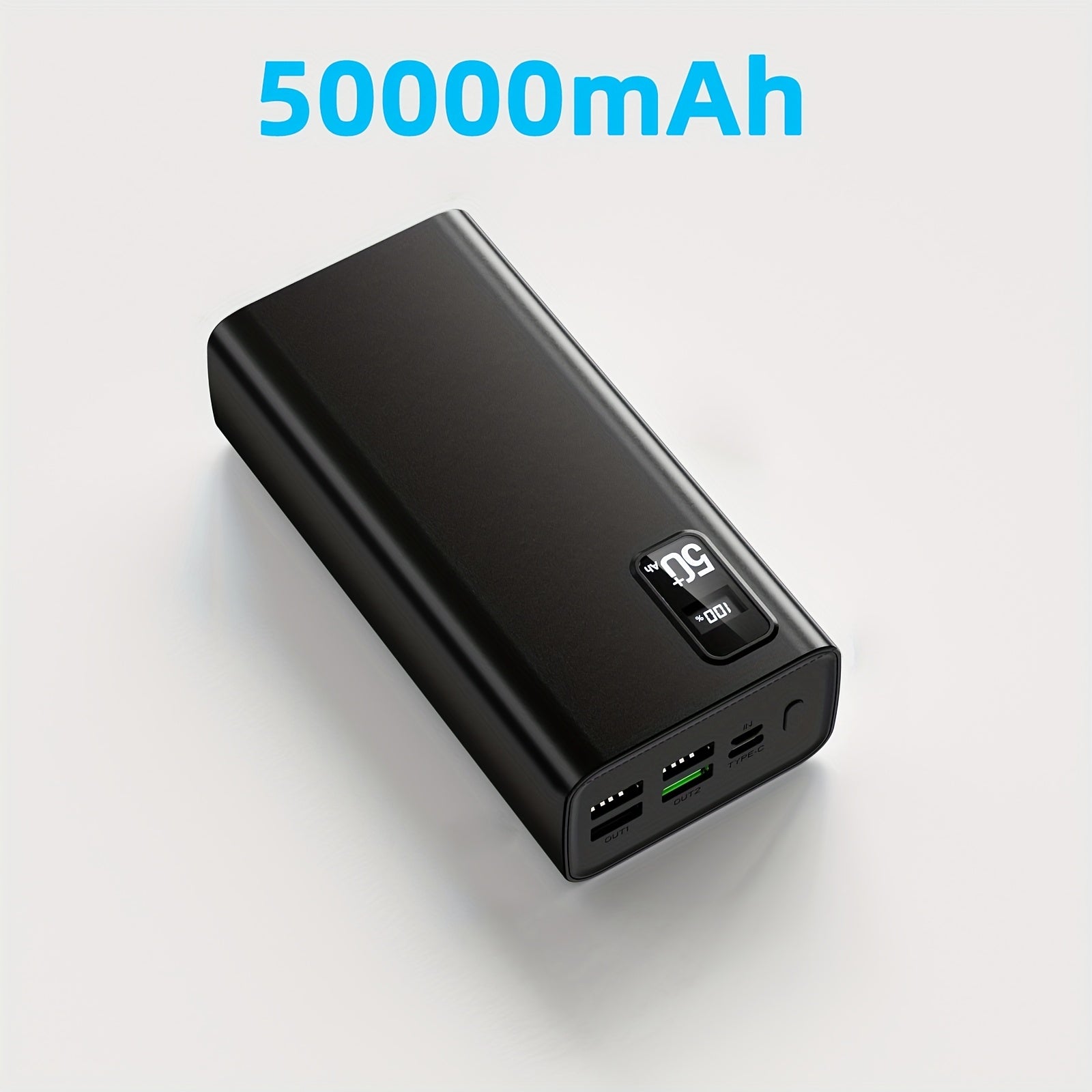 Batería externa | Batería Externa Portátil de Gran Capacidad 50000Mah con Interfases Tipo-C/Usb/Micro, Pantalla LED, Carga Rápida PD22.5W