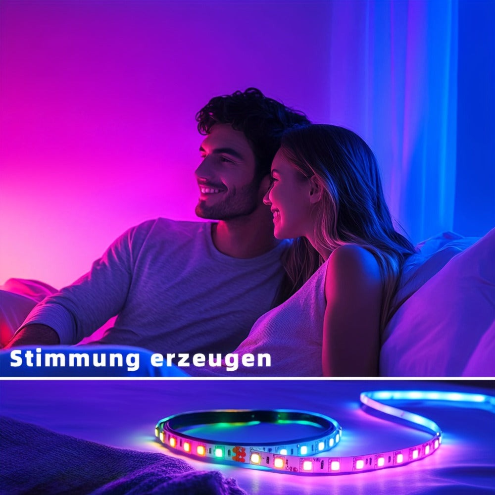 Tiras de luces LED inteligentes para dormitorio 5m, RGB con control remoto aplicación