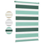 Persianas enrollables dobles Sekey con fijación de clip (no requiere taladrar) para ventanas, persianas enrollables dobles de dos tonos, persianas enrollables duo, protección solar, blanco y gris claro, marrón claro y gris-marrón, verde y verde claro