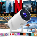 Proyector inteligente 4K Full HD, proyector sin varillas con WiFi y Bluetooth, compatible con 1080P, rotación de 180 grados, altavoces integrados, apto para iPhone/Android 11.0/sistema, compatible con Netflix y YouTube