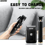 Kit de aseo eléctrico WEEME para hombre, , 3 piezas - Cortapelos + Recortador de barba + Máquina de afeitar eléctrica, carga USB, pantalla LCD de nivel de batería, ideal para peinado/afeitado/esculpir, uso en casa y viajes familiares en coche, regalo del