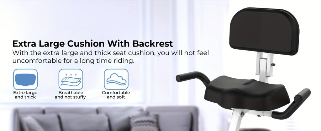 Bicicleta estática plegable de interior Micyox MX711 con asiento extragrande, 16 niveles de resistencia, pantalla, sensor de frecuencia cardíaca, equipo de fitness que ahorra espacio