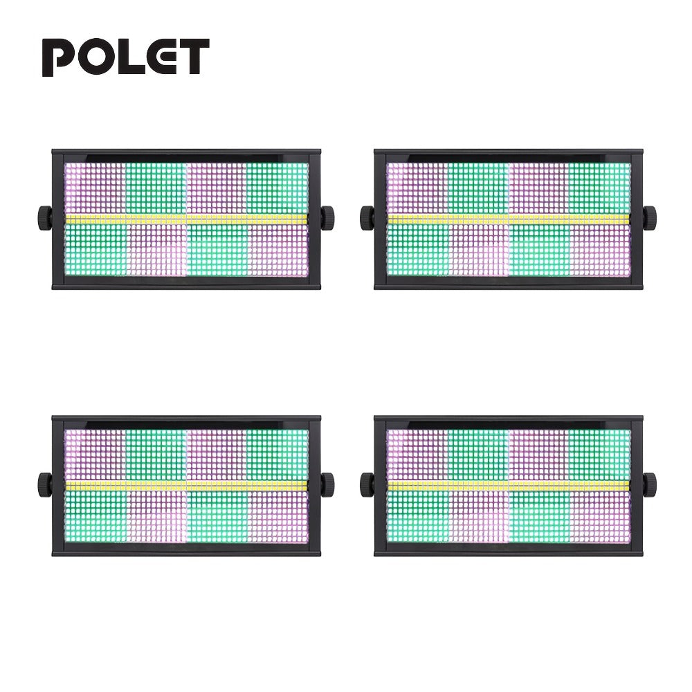 POLET 200W LEDRGBW 4 en 1 luz estroboscópica con partición 8+8 blanca 8000K DMX512 superbrillante para DJ, lavado, bodas, bar, efectos de iluminación escénica estroboscópica para fiestas, clubes y espectáculos