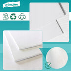 Panel de Lienzo para Artistas 25x25 cm, Juego de 12 Piezas, 100% Algodón Preparado 280 GSM, Listo para Usar, Superficie Lisa, Construcción Duradera de 3 mm, Ideal para Pinturas Acrílicas, al Óleo, Acuarela y Gouache, Perfecto para Artistas Profesionales y