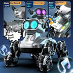 Robot Perro Espacial Mecánico más Nuevo de 2025 con Control Remoto y Tracción en 8 Ruedas, Apto para Fiestas, Espectáculos de Acrobacias - Juguete de Robot de Plástico Duradero, Mascota Electrónica para Juego al Aire Libre, Construcción Robusta, Acrobacia