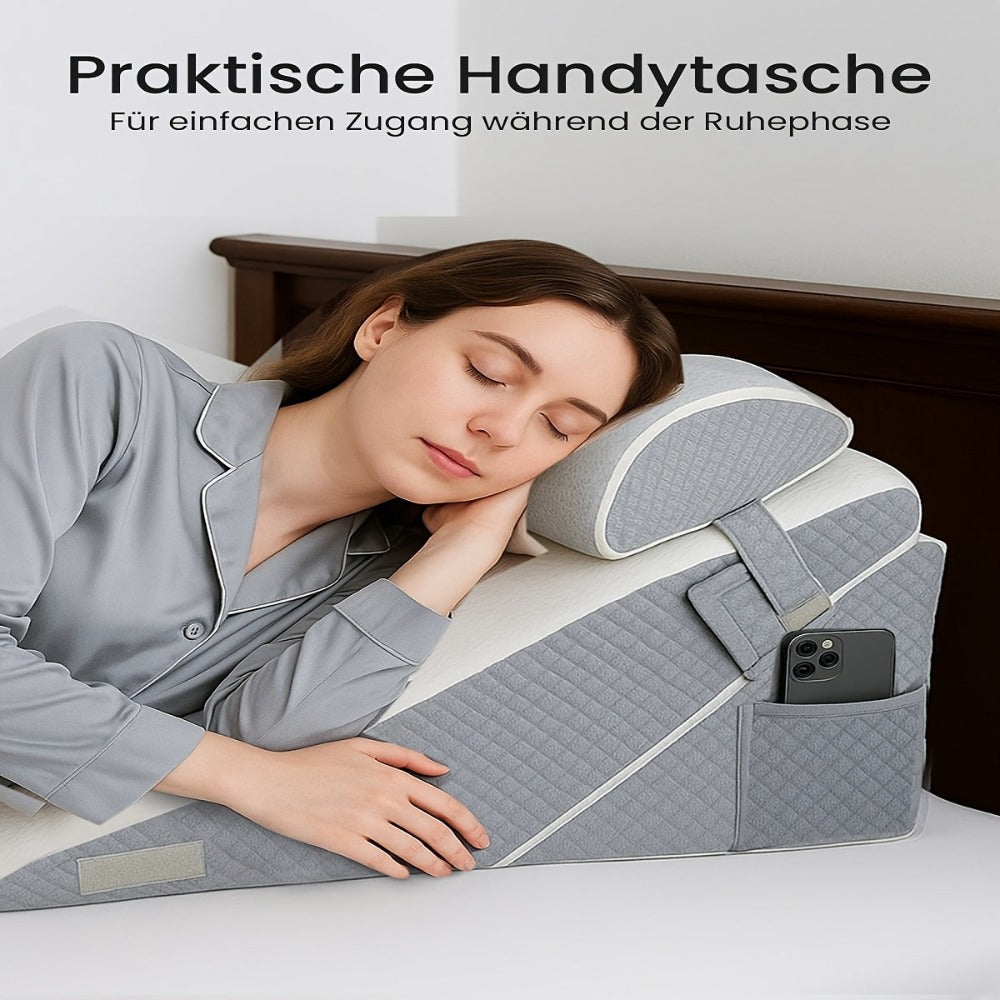 Almohada de Cuña Ajustable para Reflujo Ácido y Apnea del Sueño - Cama y Sofá con Soporte para Cabeza/Piernas y Espalda para ERGE, Ronquidos, Noches - Almohadas de Espuma de Alta Densidad para Leer y Ver TV