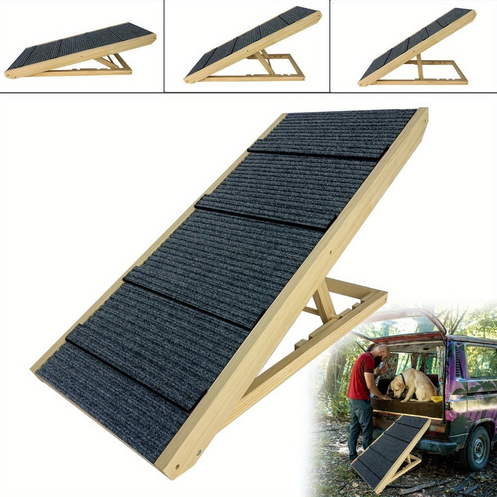 Rampa plegable para perros Portátil, rampa para mascotas Cuatro niveles de altura ajustables Escaleras para gatos y perros grandes Pasos antideslizantes para camas, sofás o coches Escalera para mascotas Carga máxima 100kg 100x40x60cm