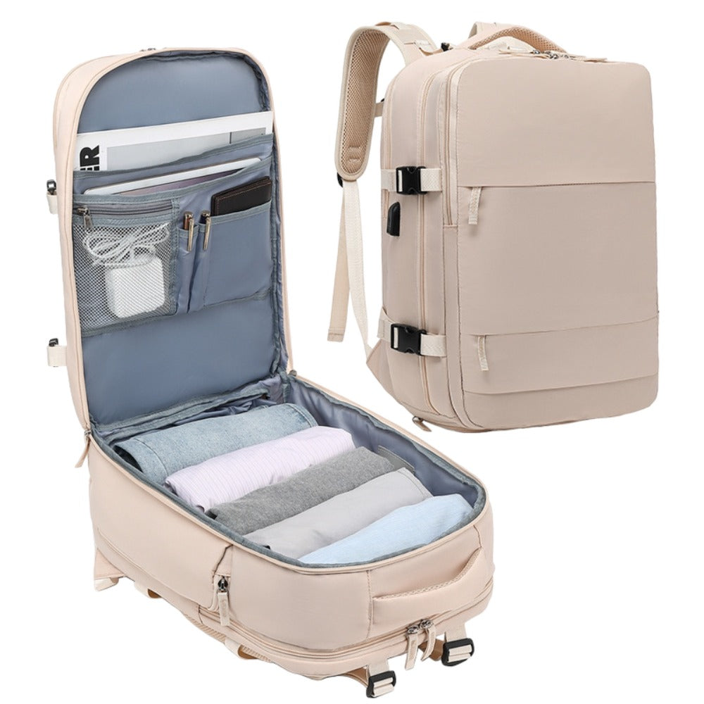 Mochila de Viaje para Cabina de Avion 45x30x20 para Vuelo Barato Equipaje de Mano y Espaciosa con Compartimento para Zapatos y Mochila Antirrobo Multifuncional para Viajes 2210.