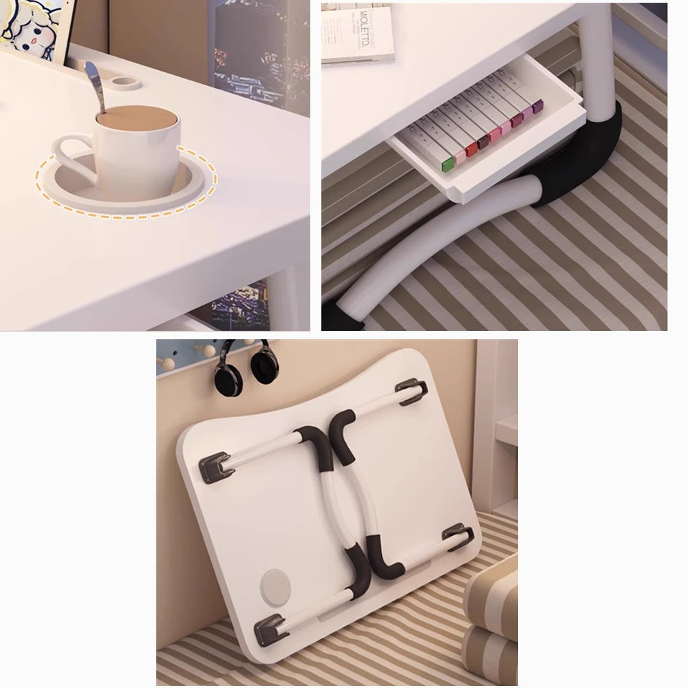 Bandeja para Cama, Mesa Plegable de Desayuno con CAJON Mesa Ordenador Portátil Multifunción Mesa de Ordenador portátil para Cama y sofá