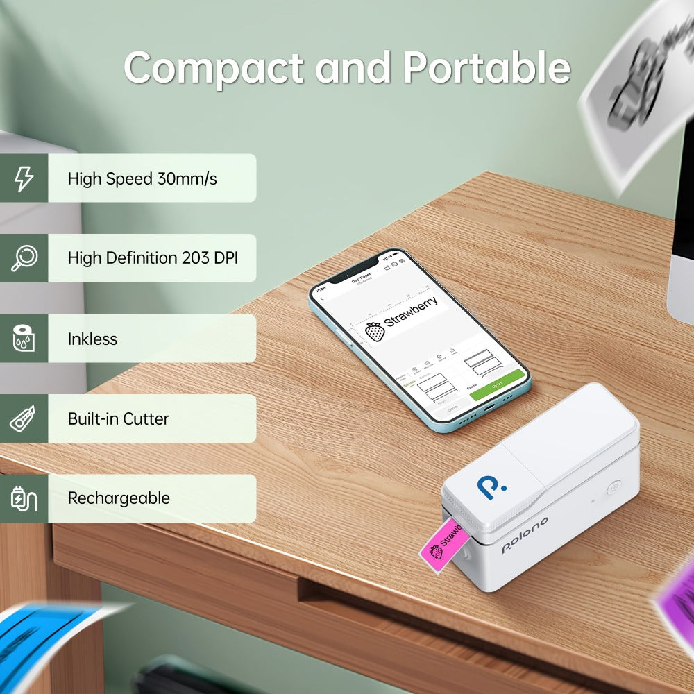 Dispositivo de Etiquetadora P31B con Cinta, Impresora Térmica Compacta, Impresora de Etiquetas Inalámbrica para Organizar Almacenamiento en Oficina y Hogar, Mini Creador de Stickers con Varios Plantillas