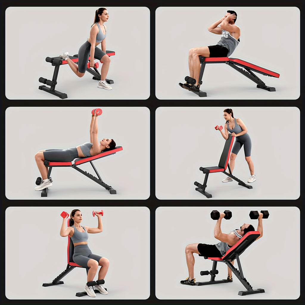 Banco de pesas plegable y ajustable de alta resistencia con capacidad de 300 kg - Banco de entrenamiento con inclinación/declinación de 8 niveles, apto para gimnasio en casa, compacto y ahorra espacio con almacenamiento rápido, equipo de entrenamiento de