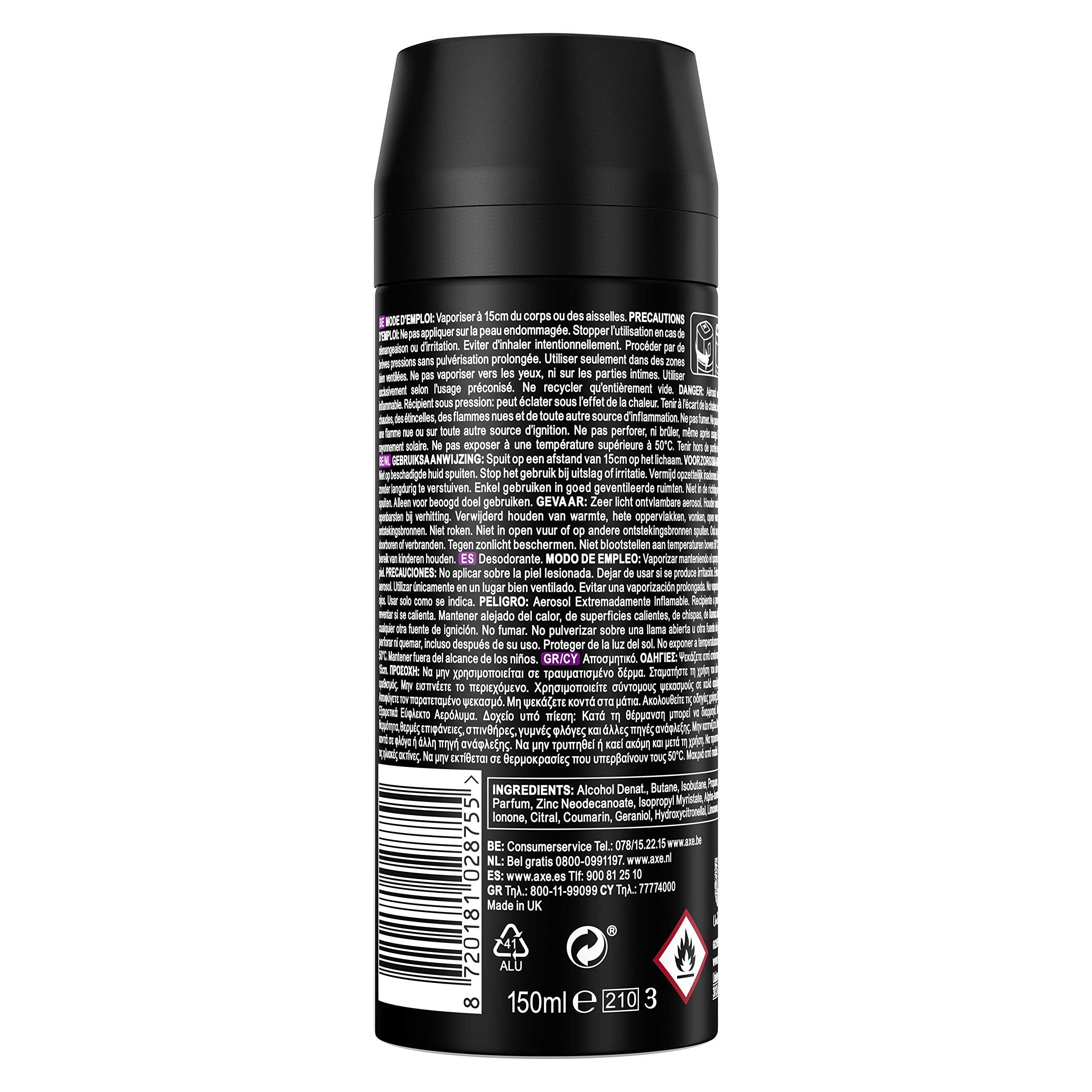 Axe Desodorante en Aerosol para Hombre Bodyspray Excite 150ml - Pack de 6