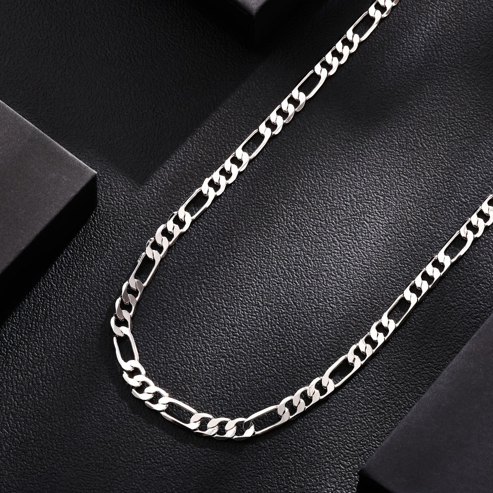 ARTPAGE Cadena Plateada 925 de Plata Esterlina Collar de Moda Figaro Plateado Collar de Moda Urbana Encanto Unisex Regalo para Hombres Día de San Valentín Día del Padre Cumpleaños Navidad con Caja de Regalo