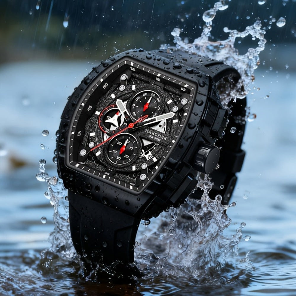 Relojes de pulsera para hombre H, movimiento de cuarzo de alta precisión, correa de silicona, resistente al agua, calendario, diseño multifuncional, relojes de vestir para hombre