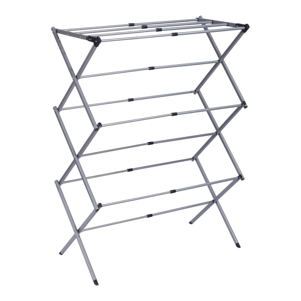 Estructura plegable para secar ropa, estructura de secado de acero portátil, resistente a la corrosión, extensible y ajustable a la cantidad de ropa, estructura de secado de metal vertical plegable con 3 niveles, estructura de secado de ropa extensible pa