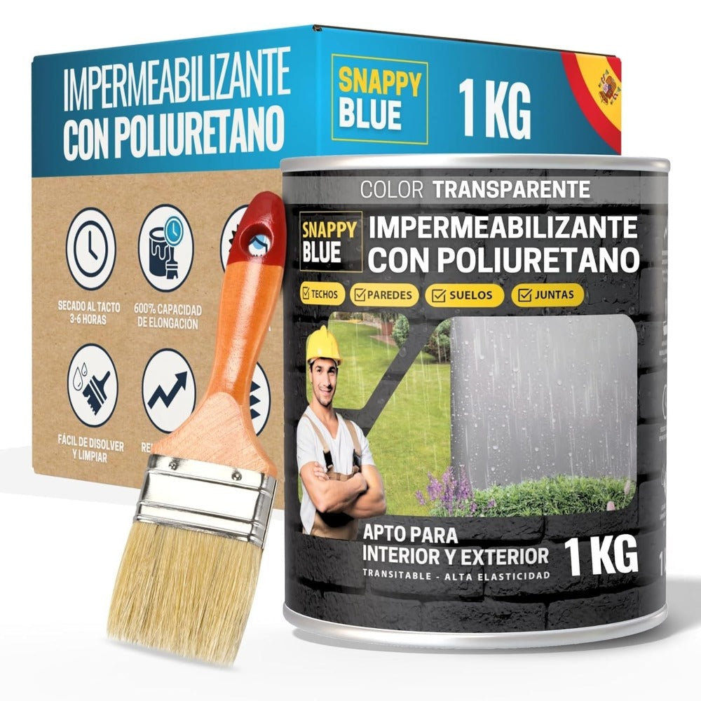 [Brocha de Regalo] Impermeabilizante Transparente con Poliuretano, Sellador Impermeable Fugas Agua, Revestimiento Impermeable Definitivo, Hidrofugante Invisible para Techos, Terrazas y Exteriores