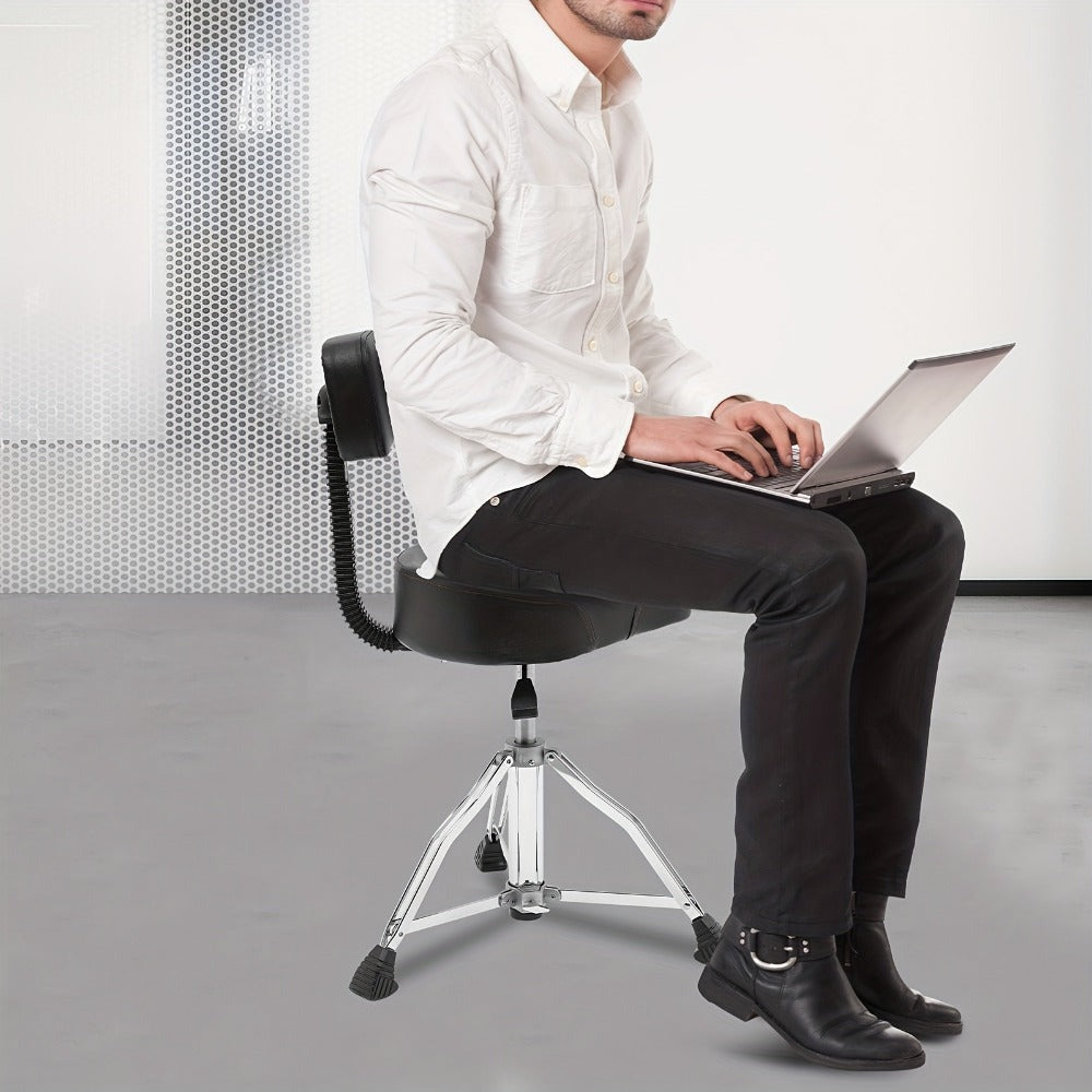 Silla de batería con respaldo, ajustable en altura, silla de batería neumática, giratoria 360°, para oficinas, salas de piano, salas de estudio, estudios de arte, conciertos.