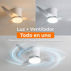 Ventilador de Techo con Luz LED 86 cm Silencioso, Motor DC de Bajo Consumo, 6 Velocidades, Luz Regulable 3000K-6500K, Mando a Distancia, Temporizador y Función Memoria, Ideal para Dormitorio y Salón