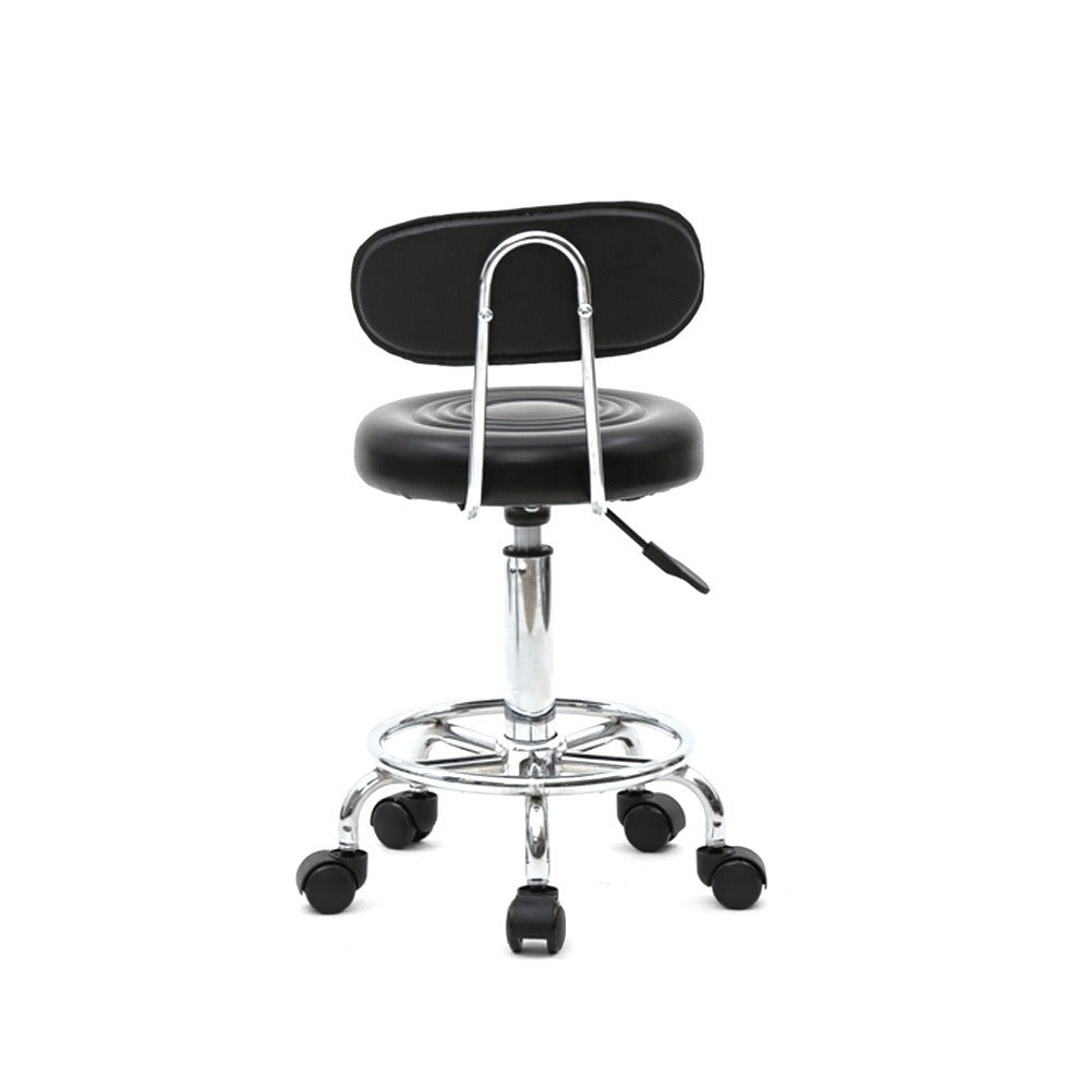 Taburete de salón redondo con ruedas y respaldo, taburete giratorio de salón de altura ajustable con ruedas y asiento suave para spa, salón de dibujo, tatuaje