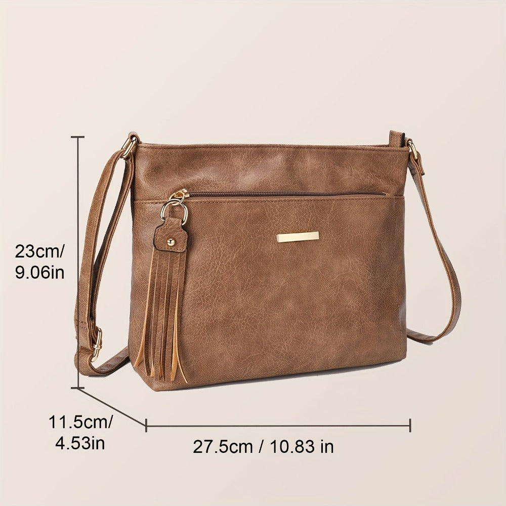 Nuevo Bolso de Hombro de Mujer Pu de Color Sólido a la Moda, Bolso de Ocio de Gran Capacidad para Viajes Diarios