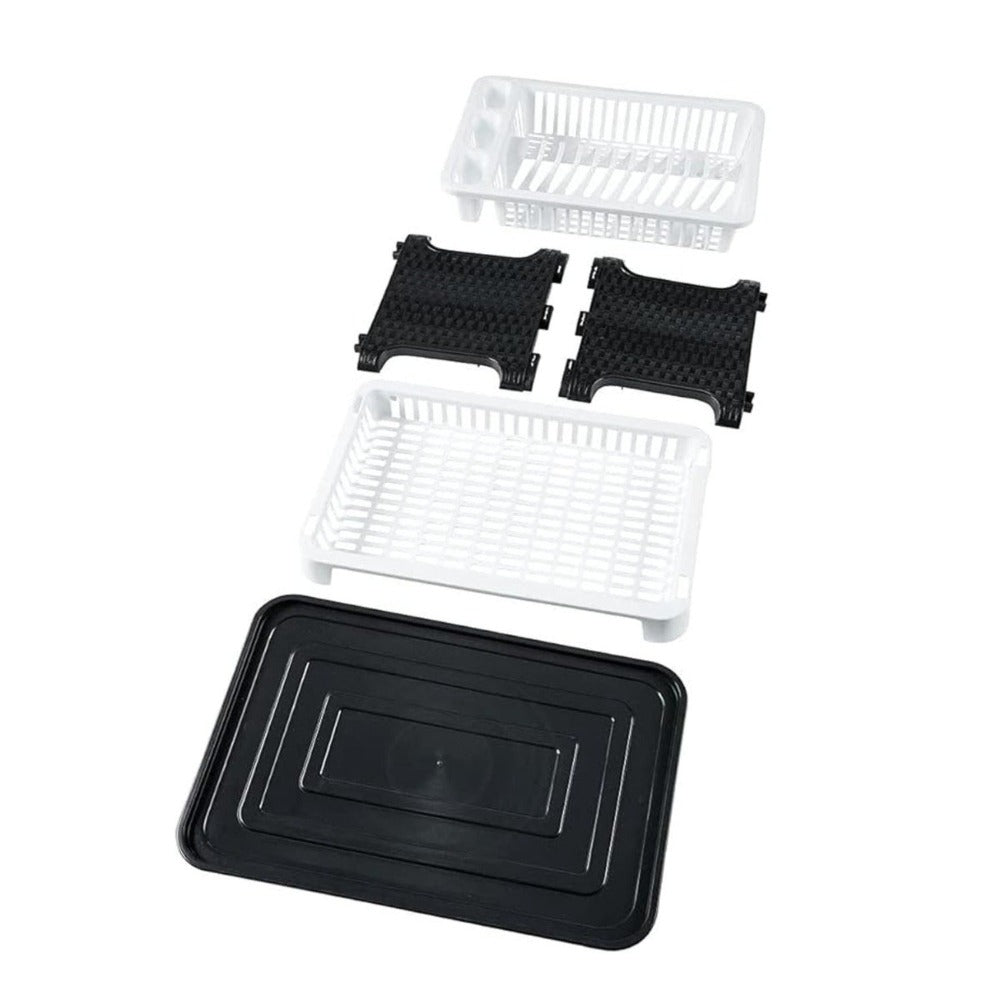 Escurridor de platos plegable de gran capacidad con bandeja de goteo, secador de platos