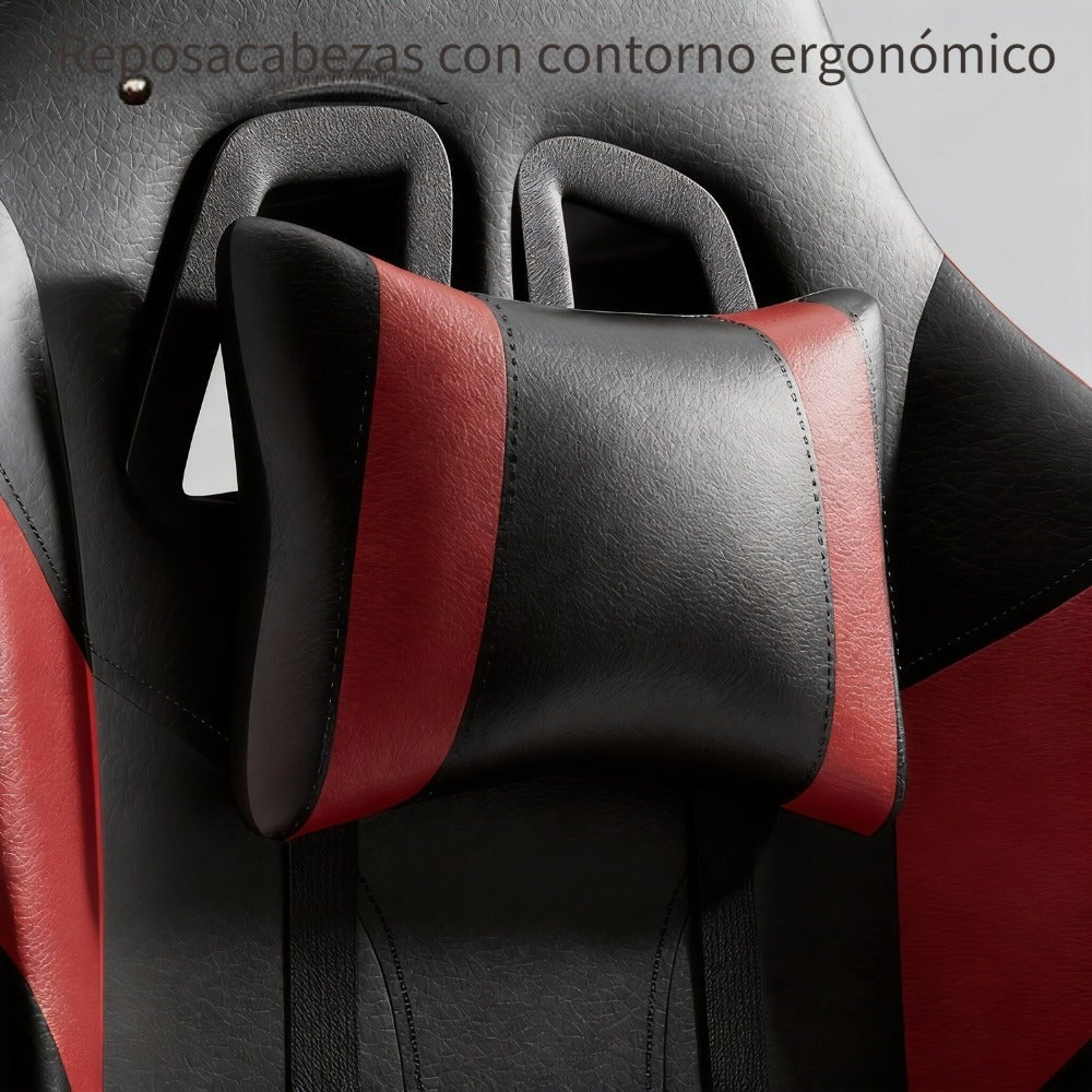 Silla de Juegos Furnishia con Reposapiés, Silla de Computadora Ajustable en Altura con Soporte Lumbar y Reposacabezas para Adultos, Silla de Oficina Giratoria 360 Grados para Oficina, Dormitorio, Estación de Trabajo Robusta