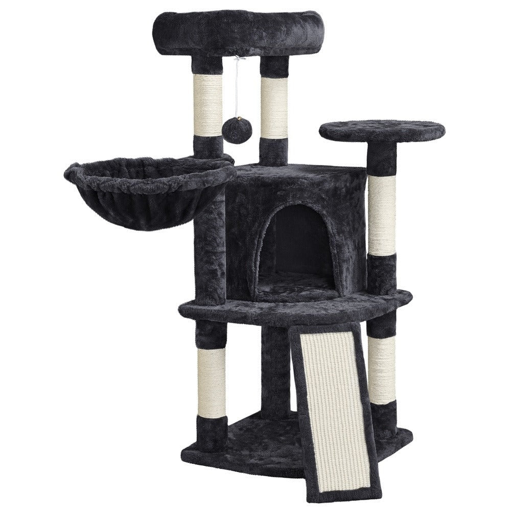 Costoffs Árbol para gatos de 107 cm con plataforma de observación, cueva para gatos, 5 postes de sisal, cueva de descanso, rascador y bola de felpa colgante, mueble para gatos