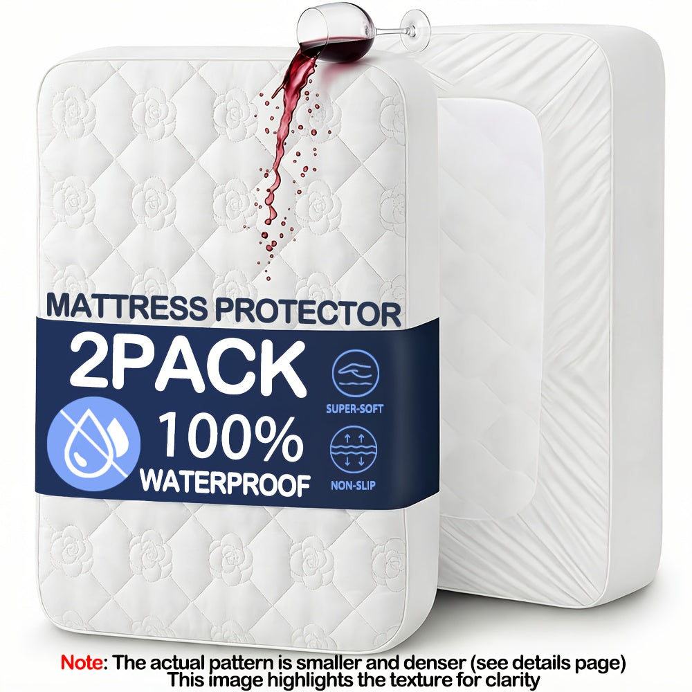 2 protectores de colchón impermeables - Ropa de cama lujosamente cómoda y suave, sábana ajustable transpirable de bolsillo profundo, se adapta a la mayoría de los colchones, silenciosa, resistente al polvo y a las manchas, color aleatorio, paquete múltipl