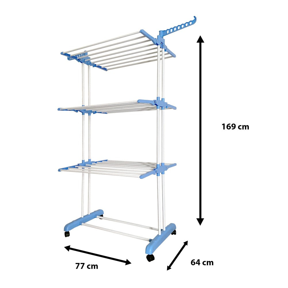 Tendedero Ropa Plegable Vertical XXL Nyana Home Ruedas Pivotantes 360º Multifuncional 4 Niveles y Alas Plegables Hasta 20 Metros de Secado Secadora de Ropa Tendedero de Ropa Tendal Exteriores Interiores Alas Laterales Plegables