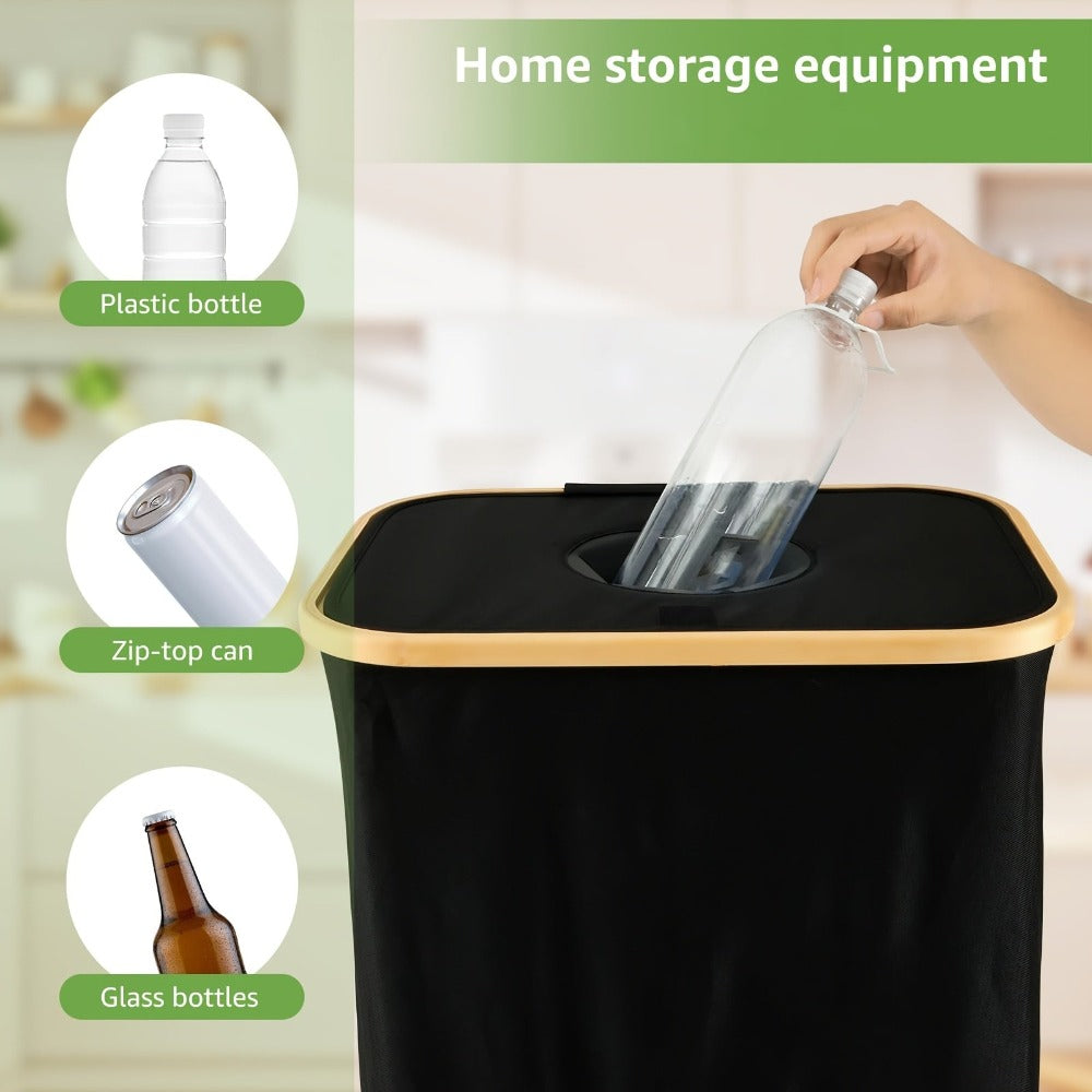 Recogedor de Botellas Plegable de Nylon Oxford 600D para Interior y Exterior, Cubo de Basura, Capacidad de 100L, Resistente al Desgarro y Lavable, Incluye Bolsas XXL, Puede Recoger Aproximadamente 35 Botellas, Ideal para Uso Doméstico, Almacenamiento en C