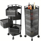 Carro Giratorio de Cocina de 5 Niveles con Ruedas, Unidad de Estantería Móvil de Marco Metálico Grande, Ideal para Despensa, Portafrutas, Verduras, Ahorrador de Espacio para Uso Doméstico o Comercial, Estante de Pie