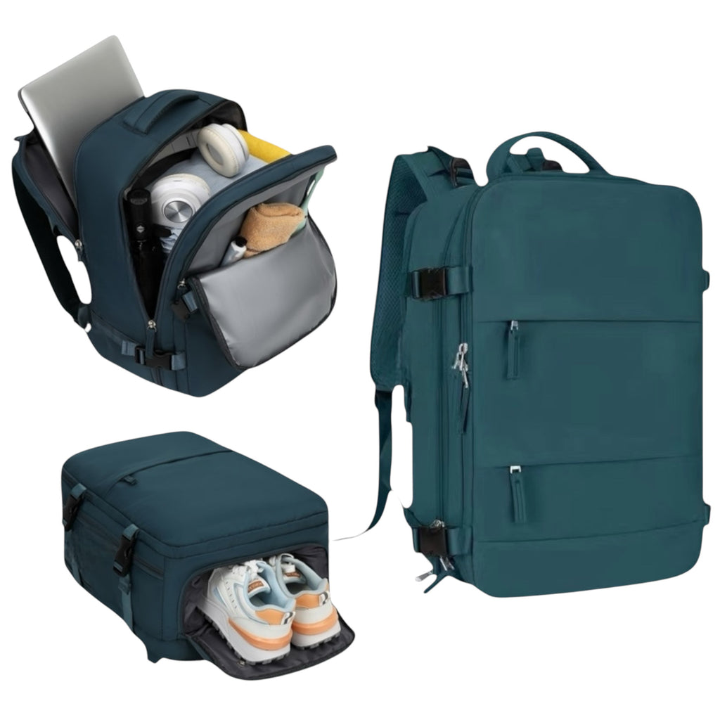 Mochila de Viaje para Cabina de Avion 45x30x20 para Vuelo Barato Equipaje de Mano y Espaciosa con Compartimento para Zapatos y Mochila Antirrobo Multifuncional para Viajes 2210.