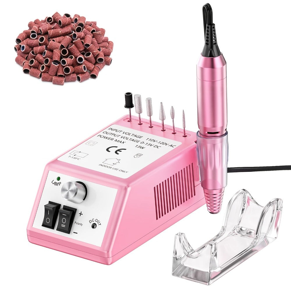 Máquina Portátil de Taladro Eléctrico para Uñas 20000 RPM, con 6 Brocas y Banda Lijadora, Para Gel, Manicura Pedicura Pulido Forma, Herramienta Acrílica Ideal en Casa o Salón