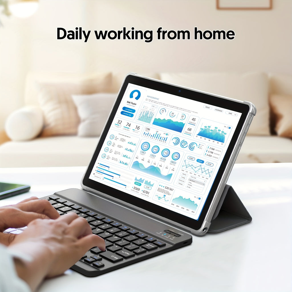 Tabletas Android | Tablet de 10 pulgadas, Tablet Android, Tablet 2 en 1 con Teclado, Funda, Lápiz Óptico, 64GB ROM, 3GB RAM Expansión de 1TB