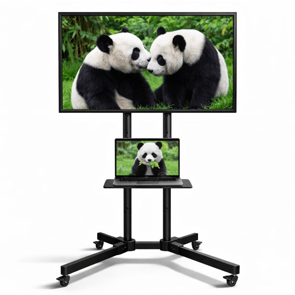 AOREX Soporte TV Ruedas para TVs de 32 a 65 Pulgadas de LED, LCD, OLED Planos y Curvos, Soporte TV Pie con Ruedas Móvil con Inclinación y Estante para Medios, hasta 50 kg, Máx. VESA 600x400mm
