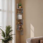 Estante esquinero de 5 niveles, estante de pared, estantería para esquinas, soporte para plantas, adecuado para dormitorio, sala de estar y baño, estantes esquineros