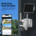 Cámara de doble lente de 8MP con Wifi y energía solar, seguimiento de movimiento, detección humana, audio bidireccional, visión nocturna a todo color, para seguridad en el hogar