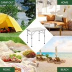 Mesa Plegable de 60x45x26/56cm, Resistente y Ajustable, Ideal para Camping, Picnic, Fiestas al Aire Libre y BBQ. Mesa Portátil con Asa de Transporte, Perfecta para Jardín, Cocina y Exteriores. ¡La Mesa BBQ de Aluminio Definitiva para tus Fiestas!