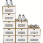 Caixas Rectangulares Apilables con Cajón Extraíble y Ventana Transparente, Organizador de Papel Kraft para Zapatos, Ropa y Accesorios (10pcs/20pcs)