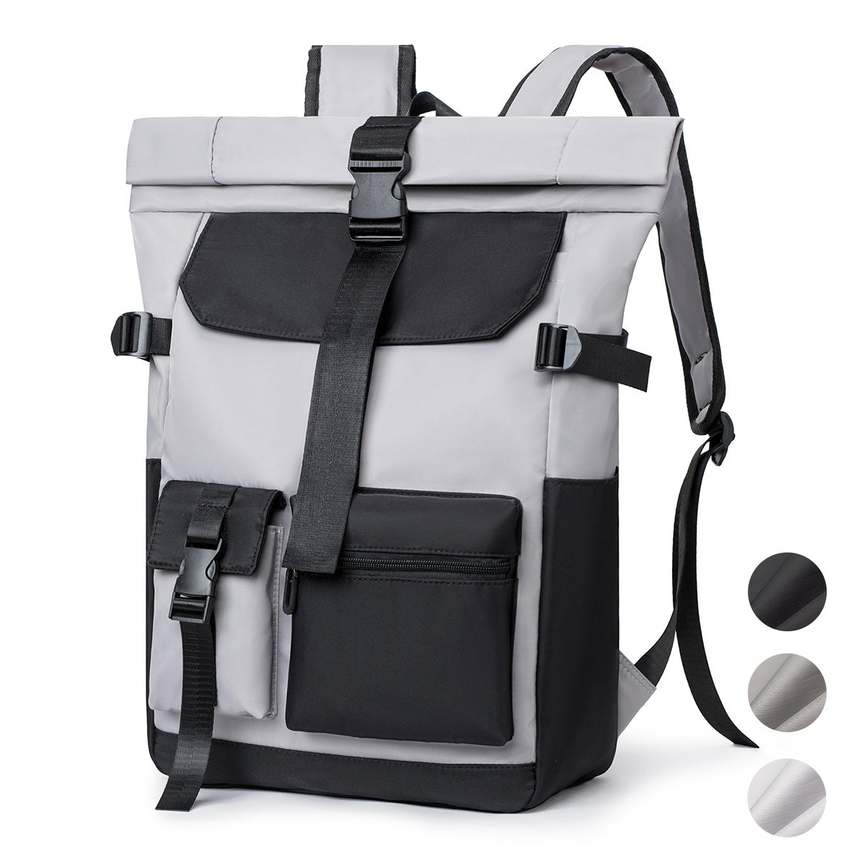 Mochila de Viaje Moderna de 20L/26L para Hombres, Mujeres, Estudiantes, Mochila Escolar Ligera con Tapa Enrollable, con Cremallera Antirrobo, Mochila Ligera para Senderismo, Viajes y Deportes al Aire Libre