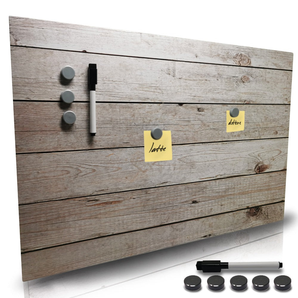 BAKAJI Pizarra Blanca Magnética con 5 Imanes y 1 Marcador, Tablero de Notas Montado en la Pared, Ideal para Cocina, Sala de Estar, Entrada, 60 x 40 cm