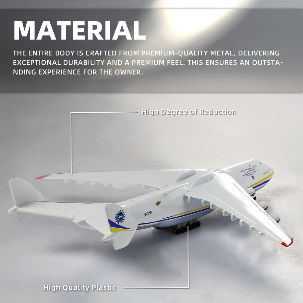 Modelo de Avión de Carga Metálico AN-225, Modelo de Avión de Carga con Soporte y Ruedas con Ruedas en un Set de Regalo, Coleccionable Memorial de Alta Detaile y Pieza de Exhibición Espectacular, El Mejor Regalo de Cumpleaños, Festival, Vuelta al Cole para