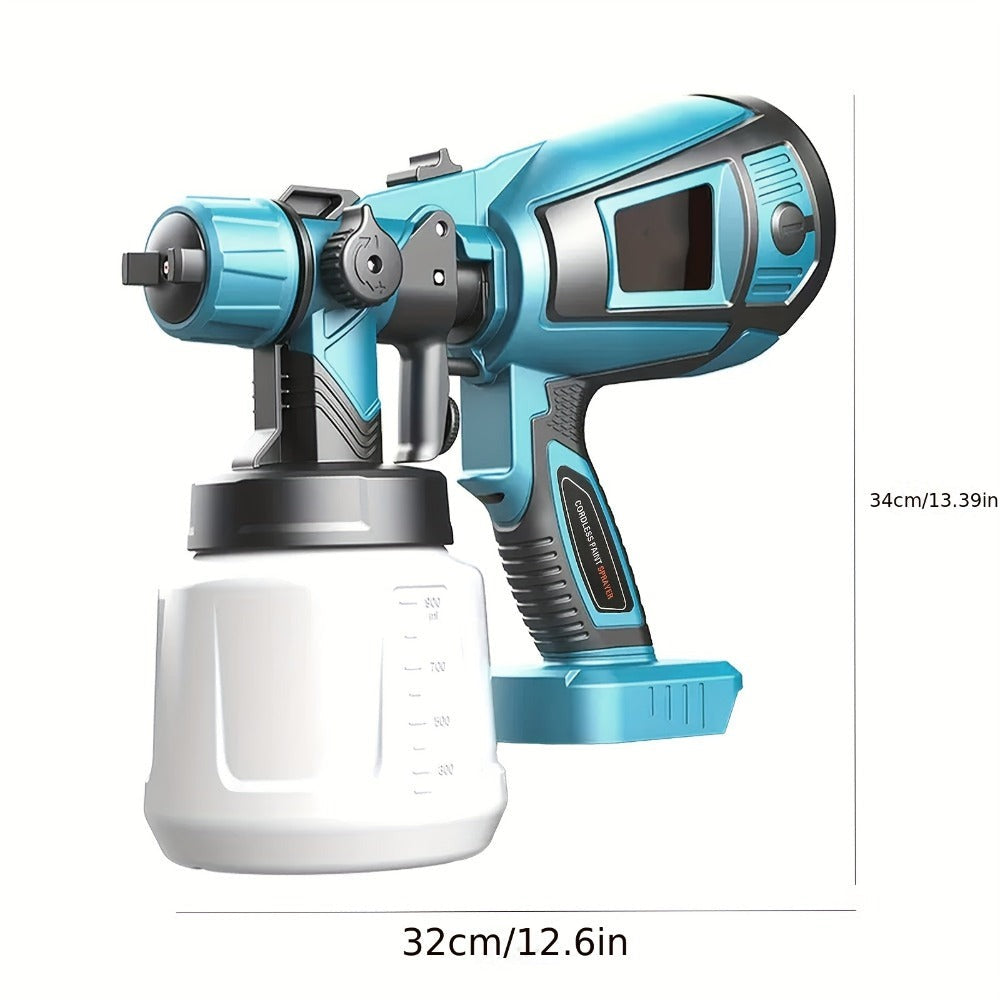 Rociador de Pintura Compatible con Batería Makita 18V, 2x Baterías Inalámbricas de 3000mAh, Distancia de Pintado de 20cm, 3 Boquillas (1.0/1.8/2.5mm), Kit de Limpieza, Rociador Manual para Paredes y Madera