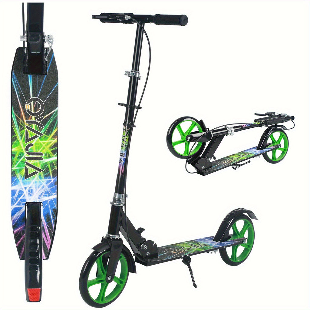 Patinete plegable, patinete de pisar, patinete urbano, patinete para adolescentes y adultos, con freno de mano y manillar ajustable, ruedas grandes y resistentes de PU, gran regalo y juguete