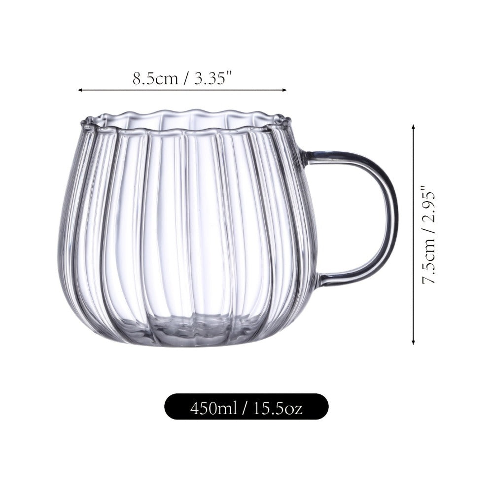 Almacén local, juego de 4/6 tazas de vidrio de borosilicato con asas en forma de calabaza, aptas para té, café, desayuno de avena, leche, zumo, bebidas frías, etc. Ligeras y duraderas, resistentes al frío y al calor.
