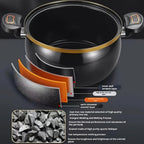 Olla Grande de 28 cm con Tapa de Cierre - Olla Versátil para Sopas y Estofados Rápidos, Compatible con Estufas de Gas, Diseño Elegante en Negro y Dorado, Tapa de Vidrio, Opciones Multicolor de Moda - Regalo Ideal para el Hogar