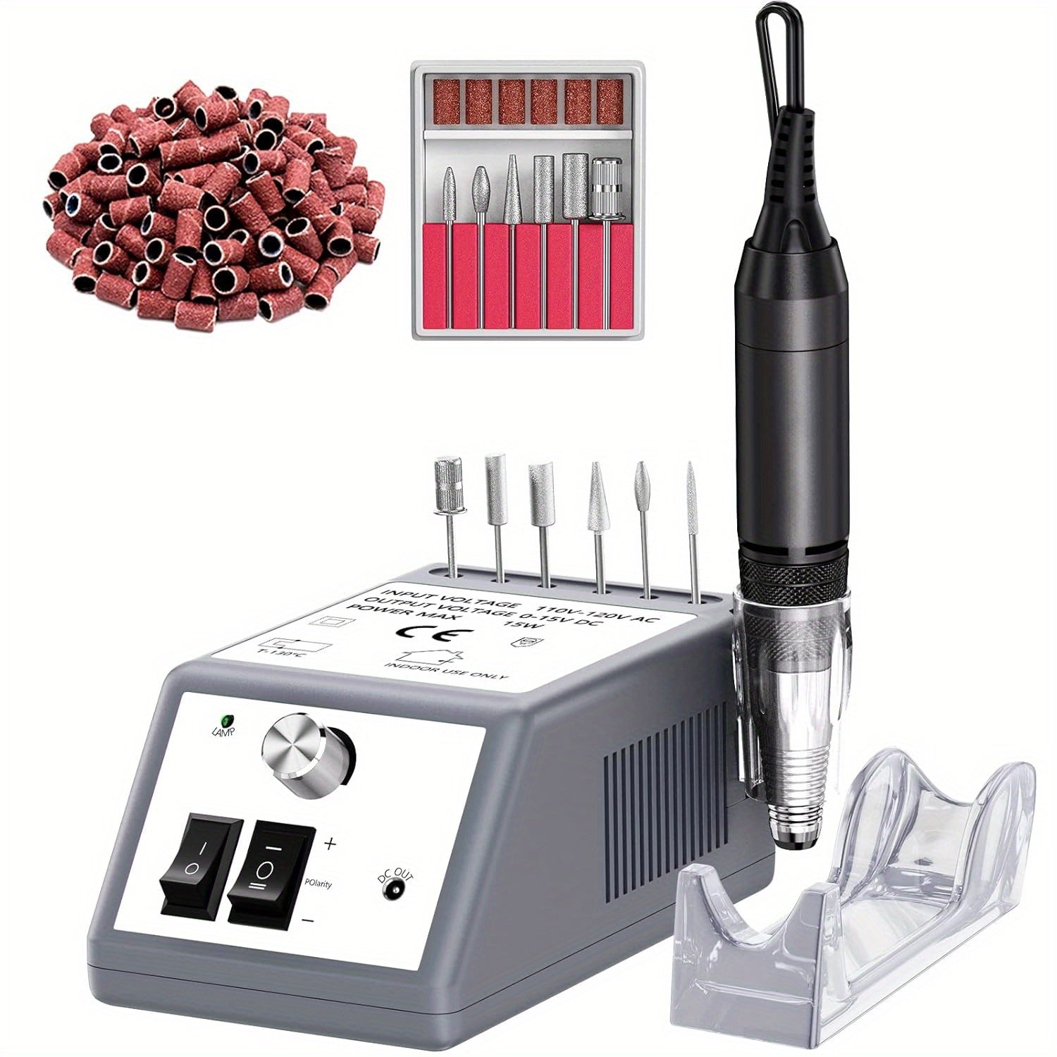 Todoenuno para máquina de esmalte de uñas con 6 tipos de brocas y mango de aleación de aluminio, hasta 30,000 RPM, el mejor socio para pulir, lijar, quitar esmalte de uñas y otras operaciones
