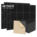 48 piezas de paneles acústicos autoadhesivos, 30X30X5 cm, pared insonorizada, insonorización para estudio de grabación, espuma acústica, paneles de espuma insonorizados para pared, negro