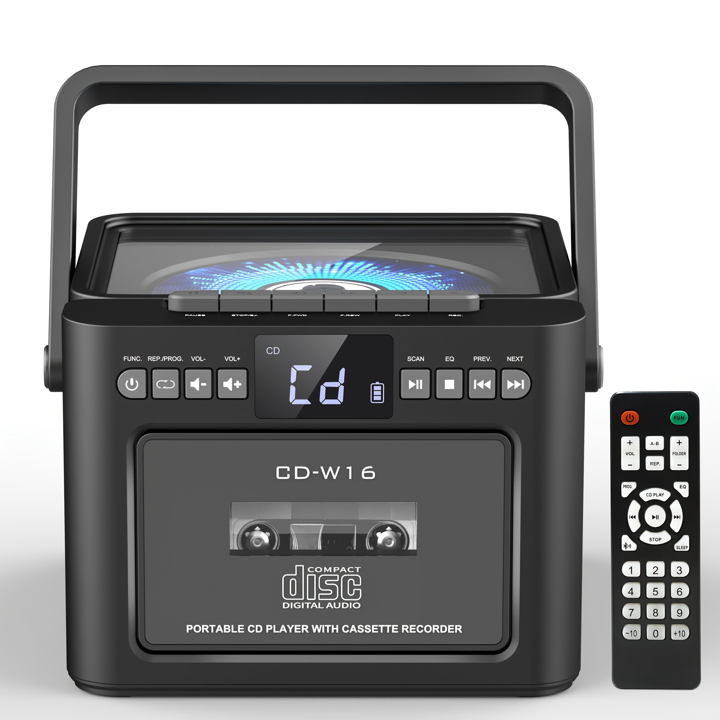 Reproductor portátil de CD y casete para música, radio y grabación